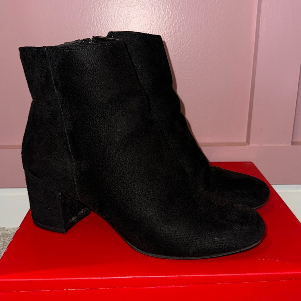 Black suede booties